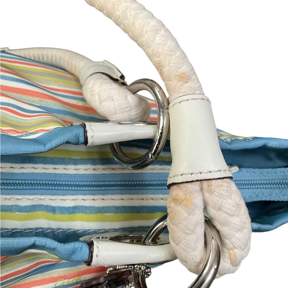 Coach Rope Beach Nylon Shoulder Bag Multicolor Striped Tote Bag F16624 - Picture 9 of 9